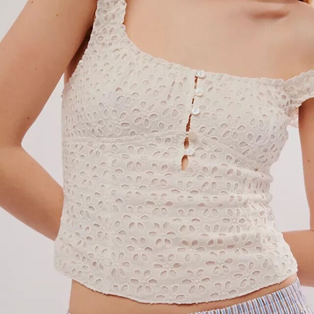 New FP One Alma Cotton Eyelet Tank Top Smock L